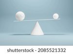 abstract white weighing sclae with abstract geometric objects 3d render illustration