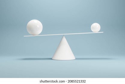 abstract white weighing sclae with abstract geometric objects 3d render illustration