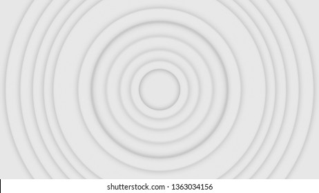 Abstract Wifi Or Radio Waves Background White And Grey, Seamless Loop. Animation. Beautiful Grey Circle Frames Pulsating Motion, Monochrome.