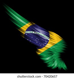 Abstract Wing With Brazil Flag On Black Background