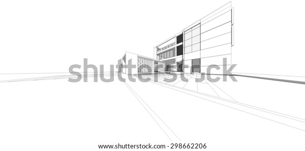 Abstract Wireframe Perspective 3d Building Shade のイラスト素材