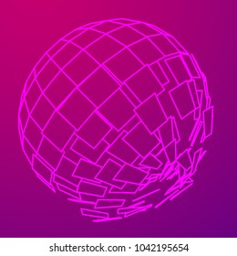 Abstract wireframe sphere. technology background. Connection design template.