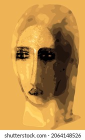 Abstract woman face in yellow colors