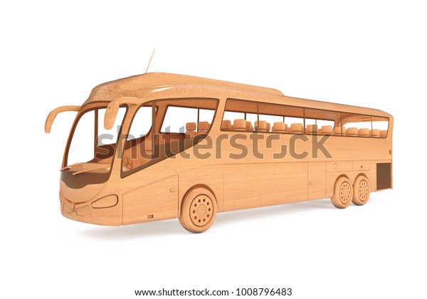 wooden toy bus with passengers