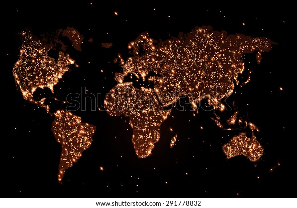 夜の光と抽象的な世界地図 のイラスト素材