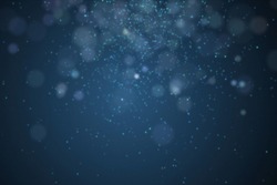 Abstract Xmas Festive Background.Christmas Blue Bokeh Glitter Lights. Backdrop For Poster, Brochure, Flyer,  Etc.