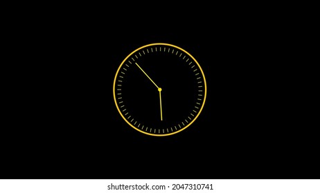 Abstract Yellow 4k Clock Image. Wall Clock Show The Running Time. Time Lapse On A Modern Wall Clock.