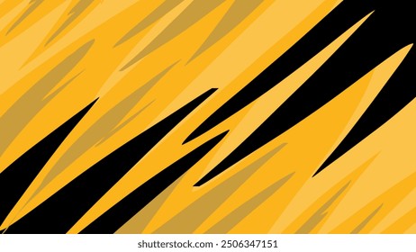 Abstract yellow background with decorative black sharp arrow. Tiger skin pattern, pikachu pattern, yellow lightning background 