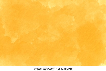 Abstract Yellow Or Lemon Or Gold Background. Textured Backdrop, Horizontal Orientation. Grunge And Texture Screen For Photography Studio. Watercolor Banner. Ethereal Water Color. Art Hand Paint.