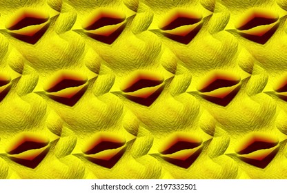 Abstract yellow orange gradient lip patterns wavy curved yellow embossed elements background for interior decoration concept in restaurant   cafeteria  3d render illustration 