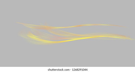 Abstract yellow and red wave on a gray background. On the wall