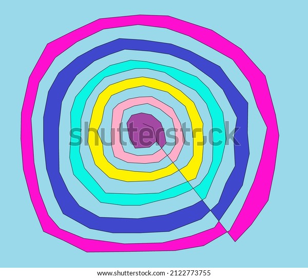 abstraction in the form of\
a multi-colored spiral on a light blue background, divided on one\
side by a\
line