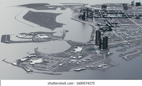 Abu Dhabi City Map 3d. 3d Illustration