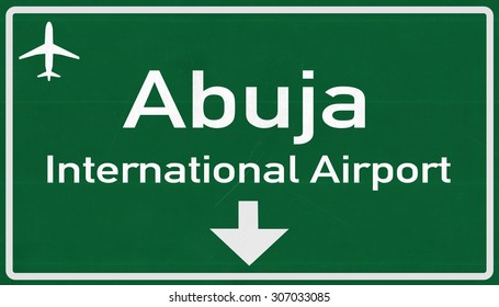 Abuja Nigeria Airport Highway Sign 2D Illustration