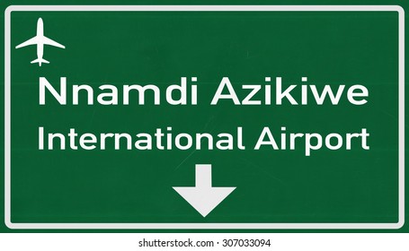 Abuja Nigeria Airport Highway Sign 2D Illustration