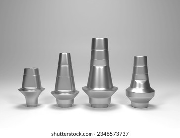 Abutment implants surgery 3d rendering