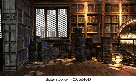 Academy Building Library Fantasy Architecture, 3D illustration, 3D rendering