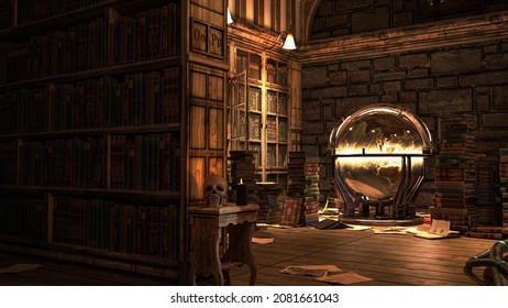 Academy Building Library Fantasy Architecture, 3D Illustration, 3D Rendering