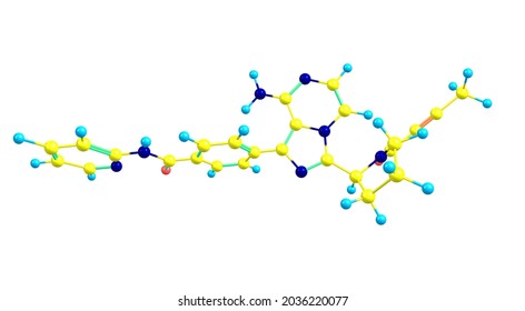 Acalabrutinib Is An Oral Inhibitor Of Bruton Tyrosine Kinase That Is Used In The Therapy Of B Cell Malignancies Including Refractory Mantle Cell Lymphoma. 3d Illustration