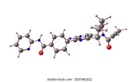 Acalabrutinib Is An Oral Inhibitor Of Bruton Tyrosine Kinase That Is Used In The Therapy Of B Cell Malignancies Including Refractory Mantle Cell Lymphoma. 3d Illustration