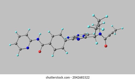 Acalabrutinib Is An Oral Inhibitor Of Bruton Tyrosine Kinase That Is Used In The Therapy Of B Cell Malignancies Including Refractory Mantle Cell Lymphoma. 3d Illustration