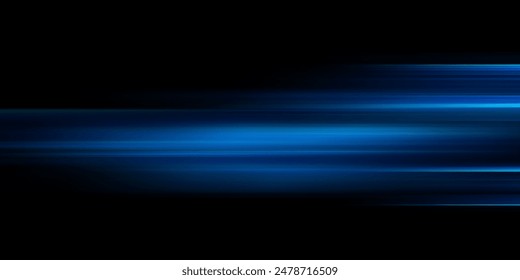 Acceleration speed motion on night road. Light and stripes moving fast over dark background. Abstract blue Illustration - Powered by Shutterstock