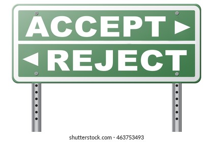 accept reject approve or decline and refuse offer proposal or invitation, yes or no 3D illustration