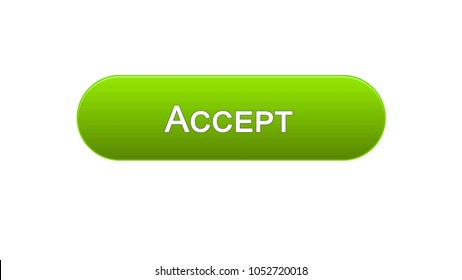 Accept Web Interface Button Green Color, Internet Site Design, Online Service
