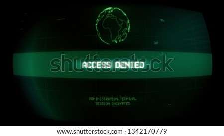 Access denided at administrator terminal, hacking, cybercrime, retro CRT screen