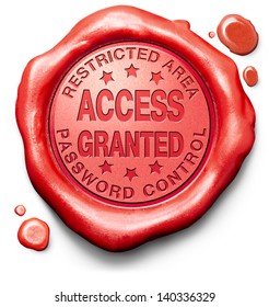 Access Granted Entrance Password Accepted Control Safety And Security Restricted Area Members Only Red Label Icon Or Stamp