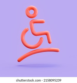 Accessibility Icon, Wheelchair Ramp 3D Icon. Monochrome Outline Icon, 3d Rendering