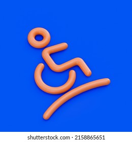 Accessibility Icon, Wheelchair Ramp 3D Icon. Monochrome Outline Icon, 3d Rendering