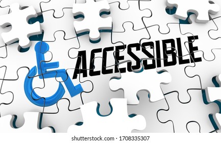 Accessible Disabled Access Equal Rights Handicap Wheelchair Symbol Puzzle Solution 3d Illustration