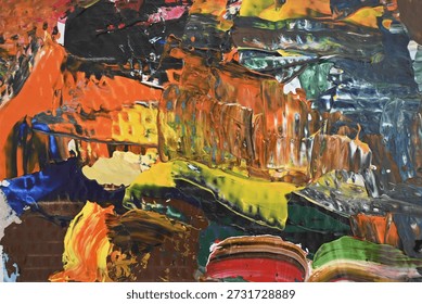 Accidental Abstract Paint Texture from Mixed Colors on Palette