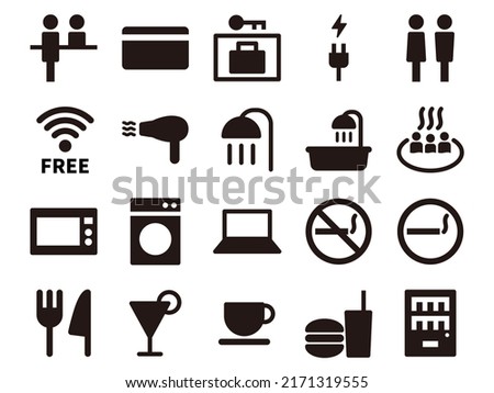 Accommodation icon set in monochrome