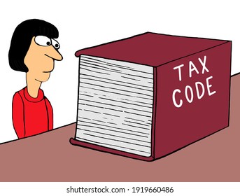 Accountant Is Intimidated By Tax Code Book.