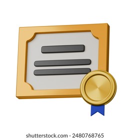 accountant professional certificate with frame and golden medal finance accounting theme isolated 3d icon illustration element - Powered by Shutterstock