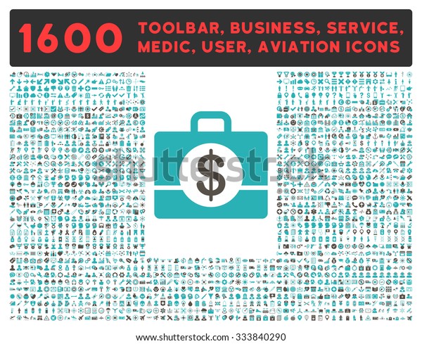 Accounting raster icon and 1600 other business,\
service tools, medical care, software toolbar, web interface\
pictograms. Style is bicolor flat symbols, grey and cyan colors,\
rounded angles,\
white