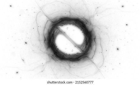 Accretion Disk With Dark Matter And Energy, Computer Generated Abstract Intensity Map, Black And White, 3D Rendering