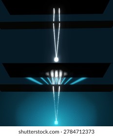 Accurate visualization of Young’s double-slit experiment showing photon interference, wave behavior, diffraction, and light propagation — ideal for science education and research media.