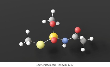 acephate molecule 3d, molecular structure, ball and stick model, structural chemical formula insecticide