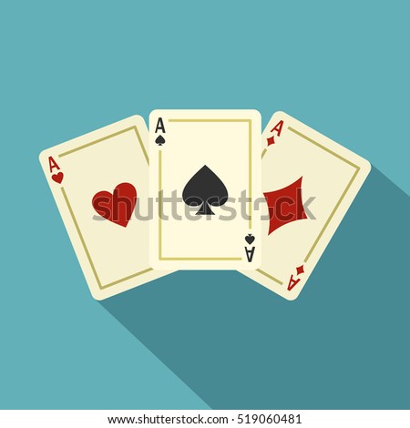 Aces playing cards icon. Flat illustration of aces playing cards  icon for web isolated on baby blue background