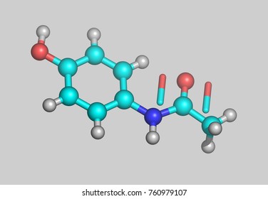 Acetaminophen medicinal 3D rendering