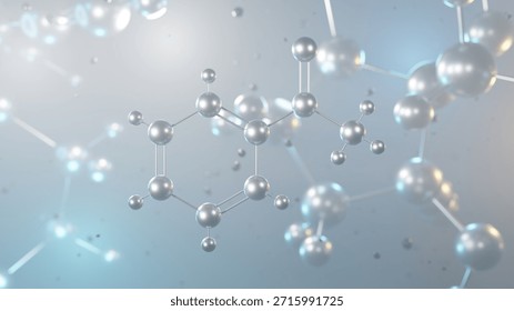 acetophenone molecular structure, 3d model molecule, aromatic ketone structural chemical formula view from a microscope
