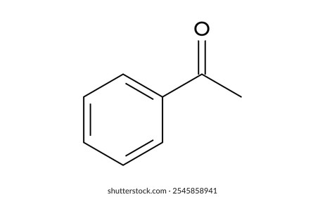 acetophenone molecule, structural chemical formula, ball-and-stick model, isolated image aromatic ketone