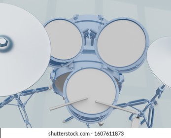 Acoustic Drum Set, View From Above. 3d Render