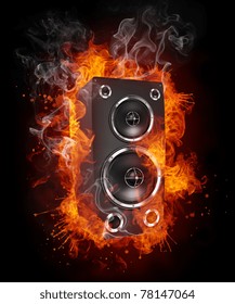 speaker with flames