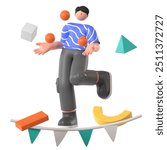 Acrobatic on the robe Hobby Activity Freetime 3D Illustration