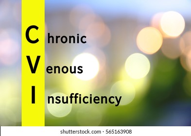 Acronym CVI As Chronic Venous Insufficiency. Blurred Lights Visible On The Background.