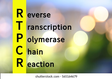 Acronym RTPCR As Reverse Transcription Polymerase Chain Reaction. Blurred Lights Visible On The Background.